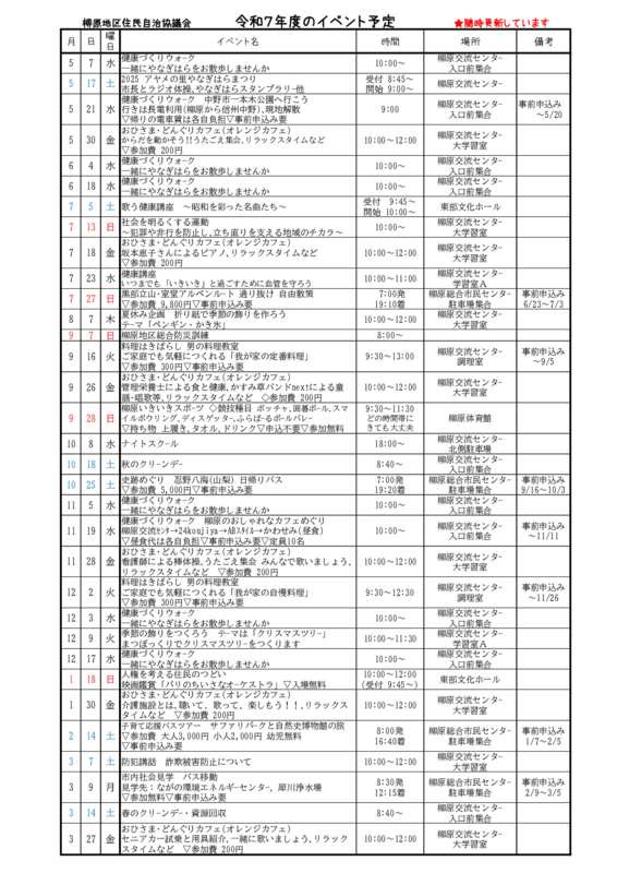 令和7年度イベント予定のサムネイル