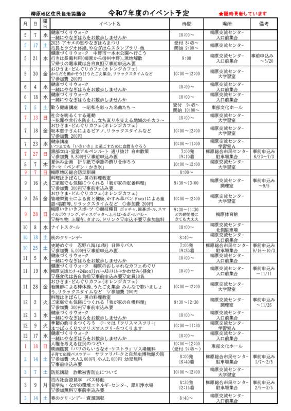 令和7年度イベント予定のサムネイル